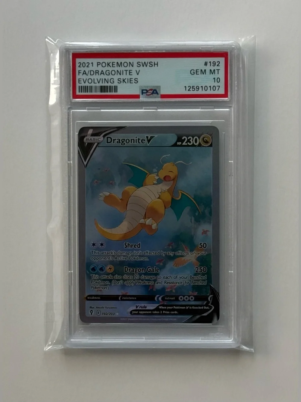 PSA GEM MINT Dragonite V Alt Art 192/203 Evolving Skies Pokemon 2021 Fan Art DIY